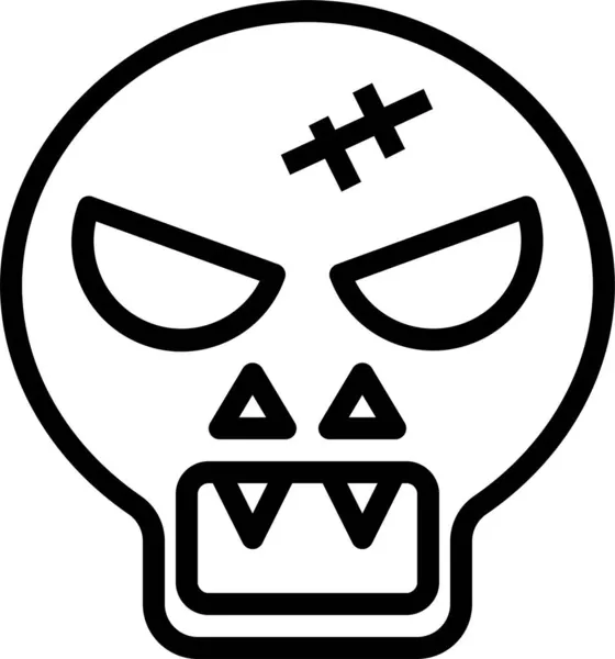 Halloween Party Skull Icon Outline Style — Stock Vector