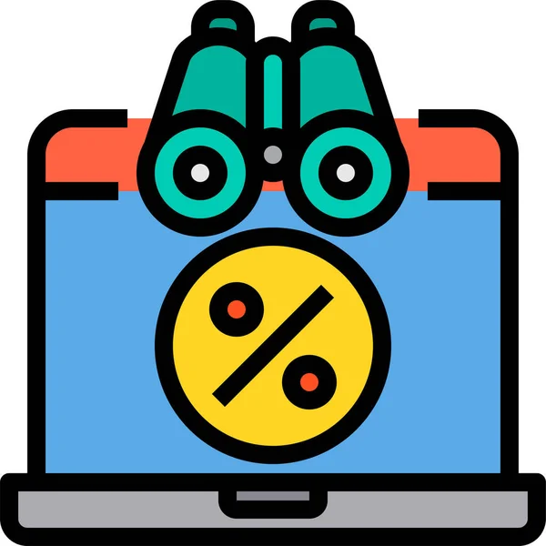 Discount Money Online Icon Filled Outline Style — Stock Vector