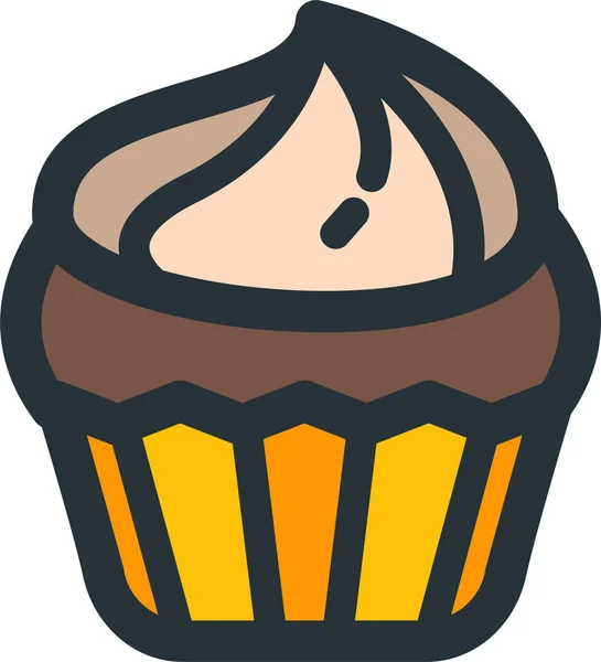 Sahne Cupcake Bäckerei Ikone Stil Gefüllter Umrisse — Stockvektor