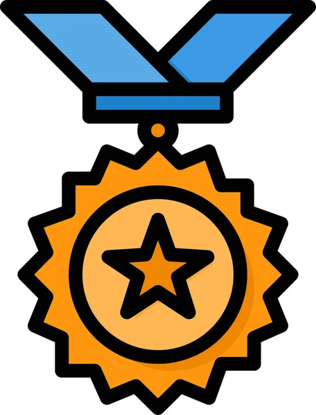 Μετάλλιο Βραβείο Σήμα Εικονίδιο Στυλ Γεμάτο Περίγραμμα — Διανυσματικό Αρχείο