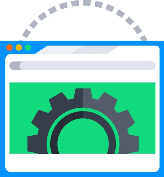 フラットスタイルで歯車のインターネットアイコンを設定し — ストックベクタ