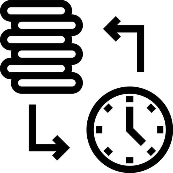 Icône Horloge Trésorerie Affaires Dans Style Contour — Image vectorielle