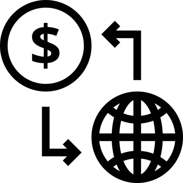 Kontanter Finansiering Global Ikon Översikt Stil — Stock vektor