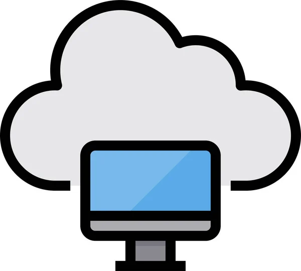 Cloud Kommunikations Computer Ikone Ausgefülltem Outline Stil — Stockvektor