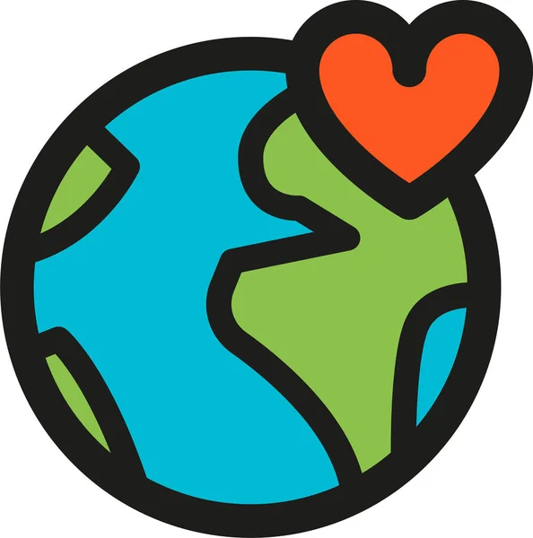 Earth Love Ökologie Ikone Ausgefülltem Outline Stil — Stockvektor