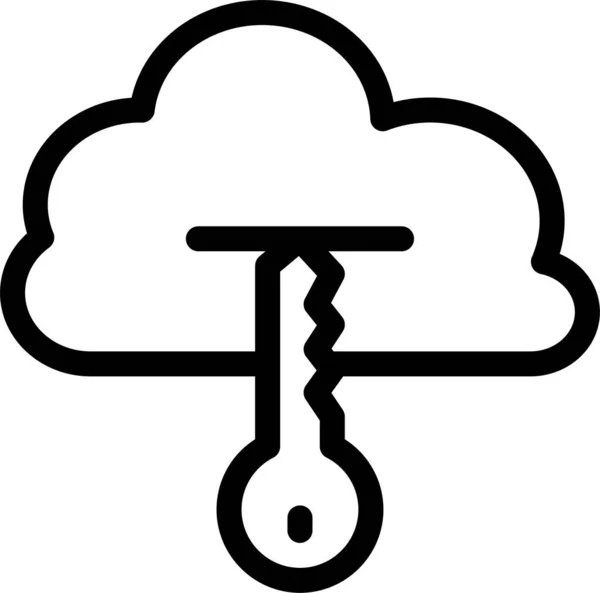 轮廓样式的云密钥锁图标 — 图库矢量图片