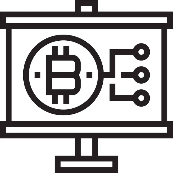 Bitcoin Icono Gráfico Negocios Estilo Esquema — Vector de stock