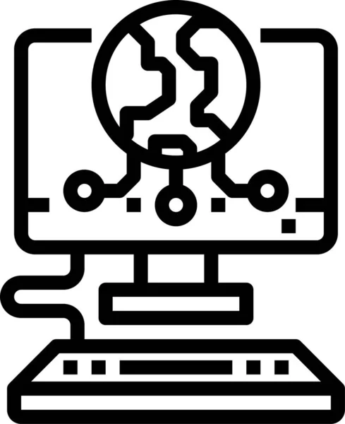 Ikona Připojení Komunikačního Počítače — Stockový vektor