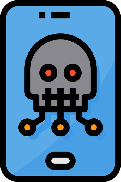 Icono Del Cráneo Seguridad Malware — Vector de stock