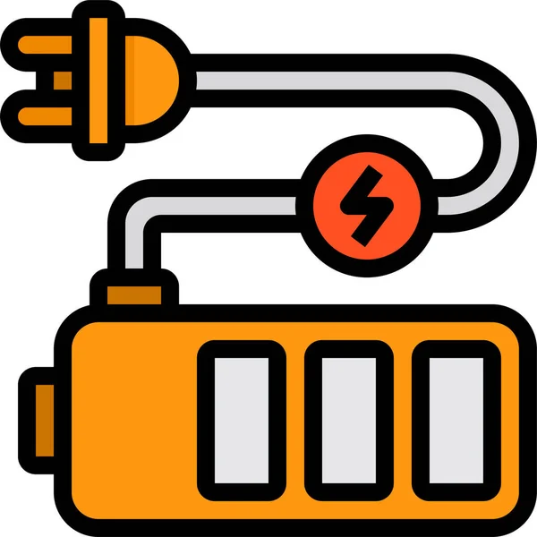 Ikona Baterie Elektrického Vozidla Vyplněném Obrysu — Stockový vektor