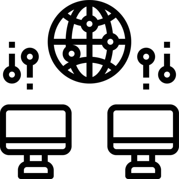 Ícone Rede Global Computador — Vetor de Stock