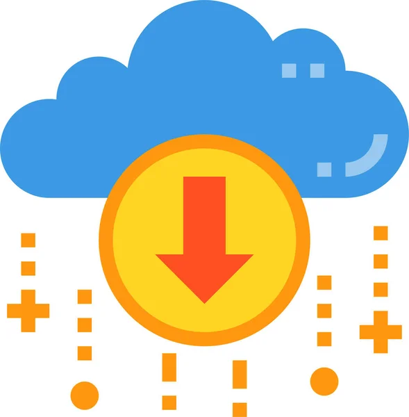 Cloud Datenbank Downloadsymbol Flachen Stil — Stockvektor