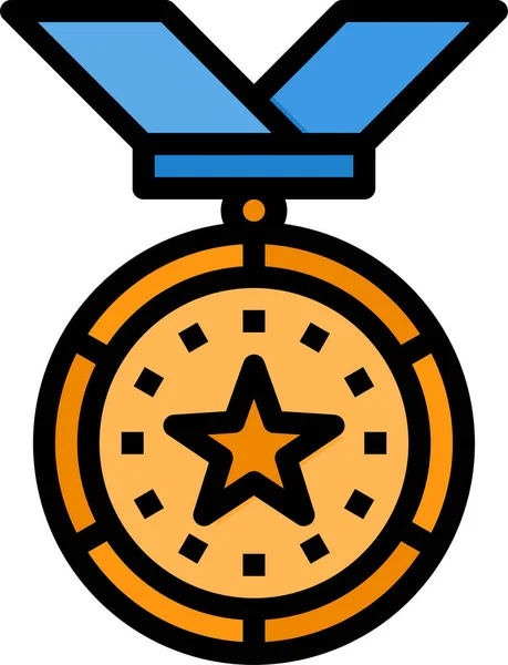 Medal Champion Reward Icon Filled Outline Style — Stock Vector