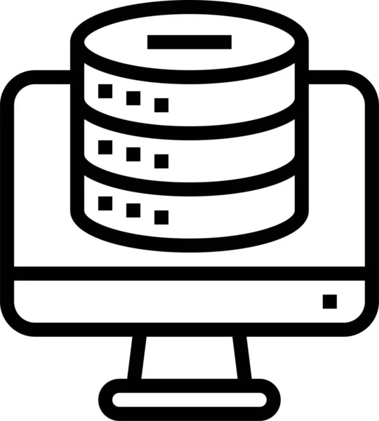 Cloud Computer Database Icon Outline Style — Vector de stock