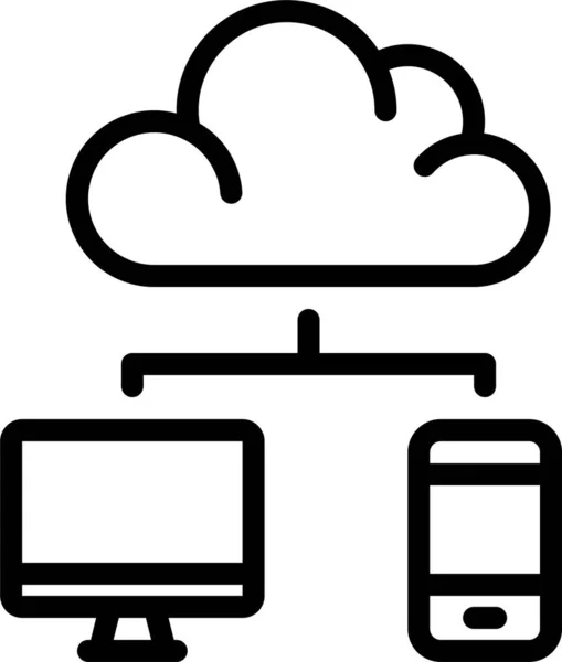 Icône Échange Données Cloud Dans Style Contour — Image vectorielle
