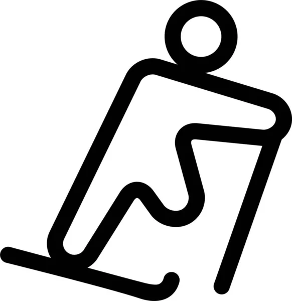 Icône Ski Paralympique Alpin Dans Style Contour — Image vectorielle