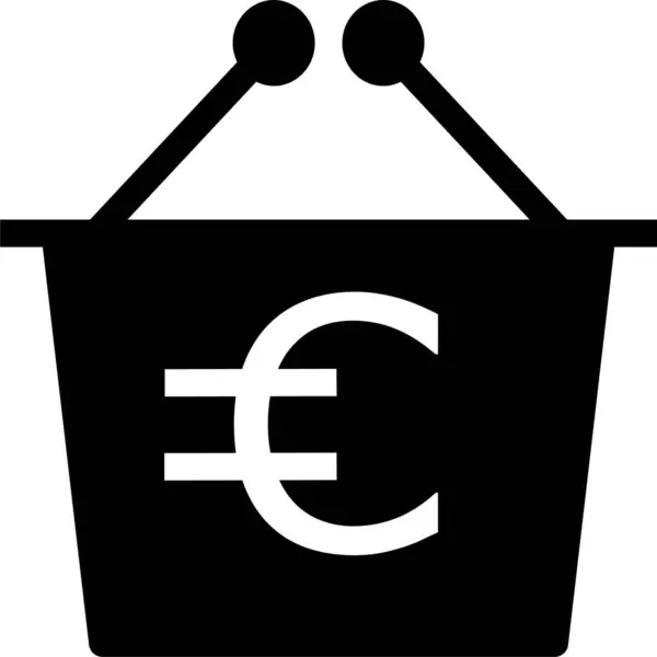 Košík Koupit Euro Ikonu Pevném Stylu — Stockový vektor