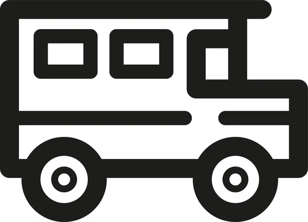 Icône École Bus Dans Style Contour — Image vectorielle