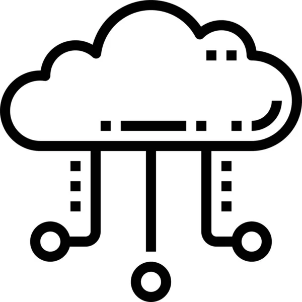 Cloud Verbinding Database Icoon Outline Stijl — Stockvector
