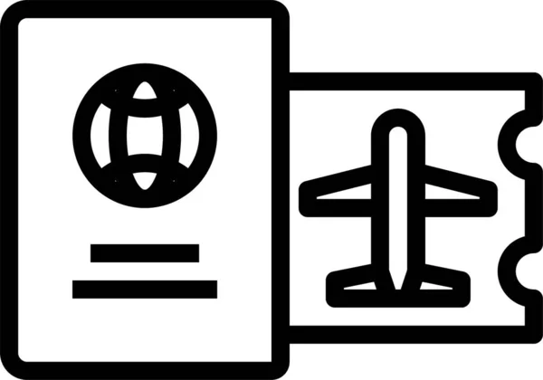 Flugzeug Flughafen Pass Symbol Umriss Stil — Stockvektor