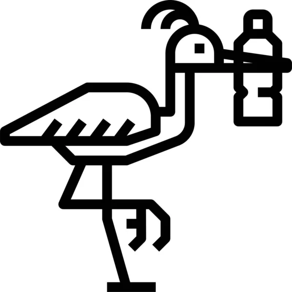 Garrafa Pássaro Comer Ícone — Vetor de Stock