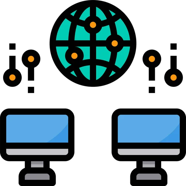 Computer Globale Netzwerk Ikone — Stockvektor