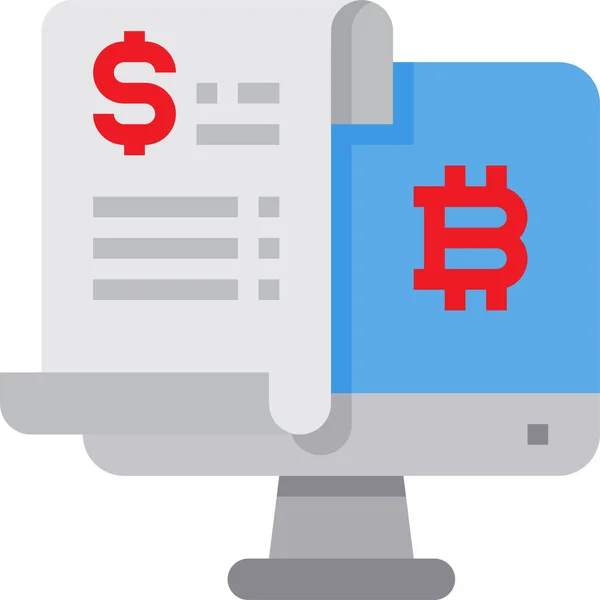 Bitcoin Számítógép Cryptocurrency Ikon Lapos Stílusban — Stock Vector