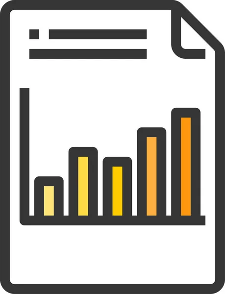 Bar Chart Document Icon Full Outline Style — 스톡 벡터