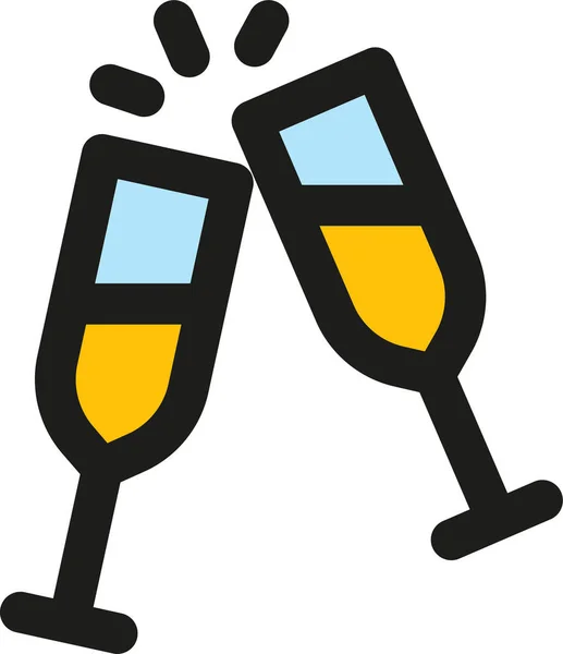 Ikona Šampaňského Alkoholickým Nápojem Obrysovém Stylu — Stockový vektor