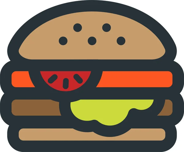 Hambúrguer Hambúrguer Ícone Rápido Estilo Esboço Preenchido —  Vetores de Stock