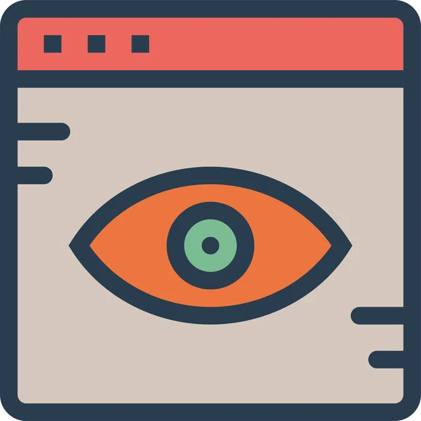 Browser Überprüft Augensymbol Stil Ausgefüllter Umrisse — Stockvektor