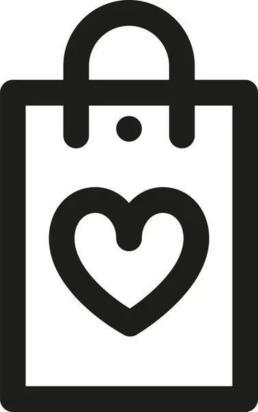 Icono Corazón Regalo Bolsa Estilo Esquema — Vector de stock