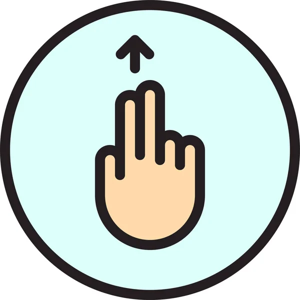 フルアウトラインスタイルの画面の指のジェスチャーアイコン — ストックベクタ