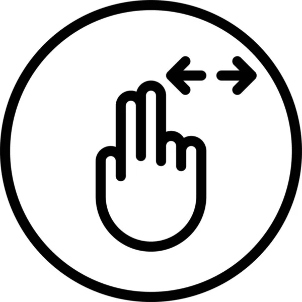 Жест Пальца Горизонтальная Иконка Стиле Контура — стоковый вектор