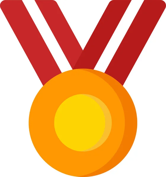 Medaile Úspěch Odznak Ikona Plochém Stylu — Stockový vektor