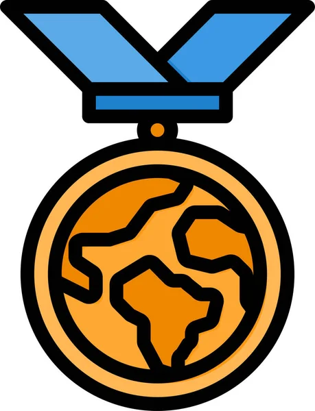 Medal Reward Badge Icon Filled Outline Style — Stock Vector