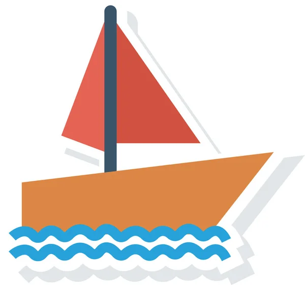 Barco Ícone Vela Recipiente Estilo Plano — Vetor de Stock
