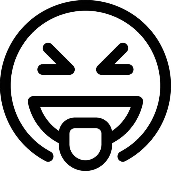 Smiley Ikone Mit Verrückter Zunge Umrissen — Stockvektor