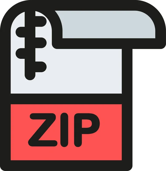 記入されたアウトラインスタイルのZipデータドキュメントアイコン — ストックベクタ