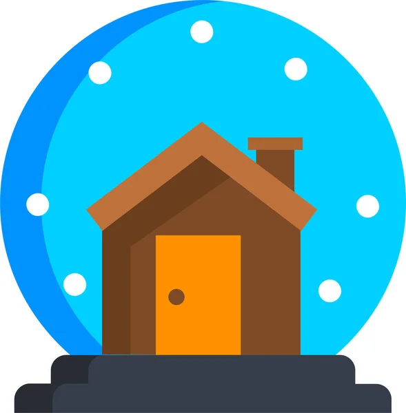 Υδρόγειος Χιόνι Χριστουγεννιάτικο Εικονίδιο Επίπεδο Στυλ — Διανυσματικό Αρχείο
