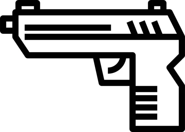 Esercito Pistola Icona Militare Stile Contorno — Vettoriale Stock