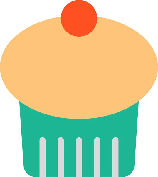 Kuchen Sahne Cupcake Ikone Flachen Stil — Stockvektor