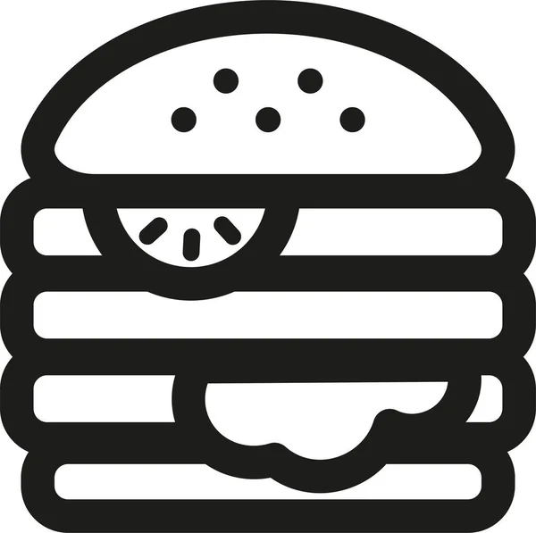 Burger Ser Gotować Ikonę Stylu Zarys — Wektor stockowy