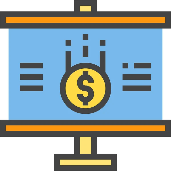 Gráfico Negócios Ícone Dinheiro Estilo Esboço Preenchido — Vetor de Stock