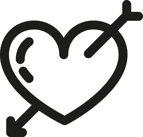Flecha Corazón Amor Icono Estilo Esquema — Archivo Imágenes Vectoriales