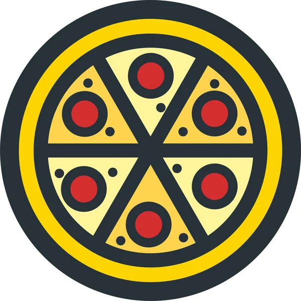 Πίτσα Τρώνε Γρήγορα Εικονίδιο Στυλ Γεμάτο Περίγραμμα — Διανυσματικό Αρχείο
