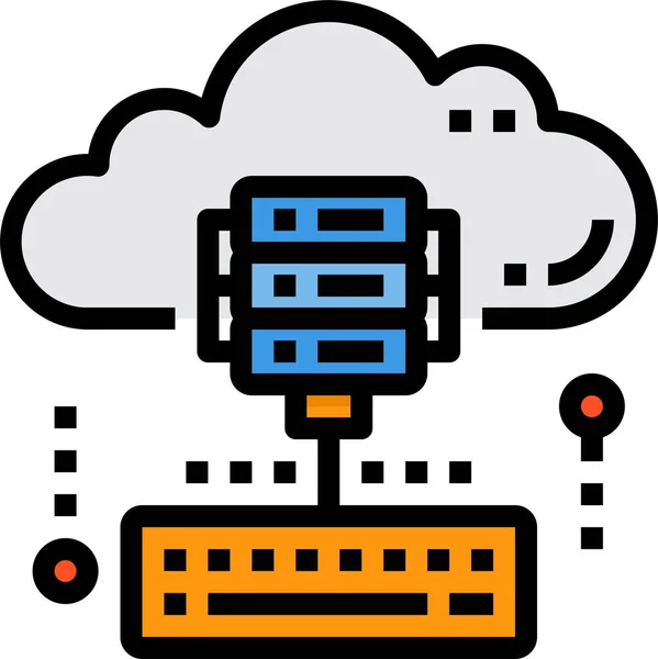 Moln Kommunikationsdatabas Ikon Fylld Skissera Stil — Stock vektor