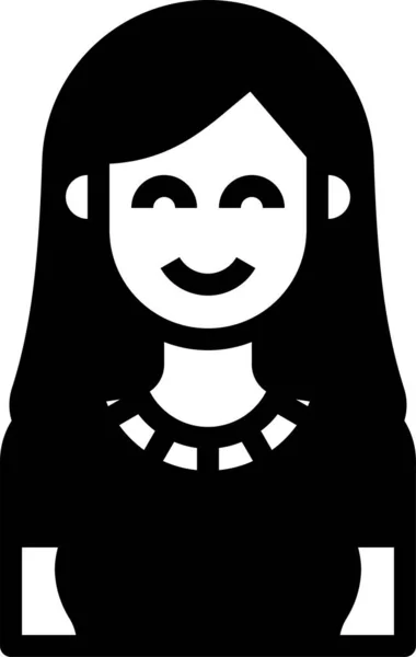 Avatar Vrouw Schattig Pictogram — Stockvector