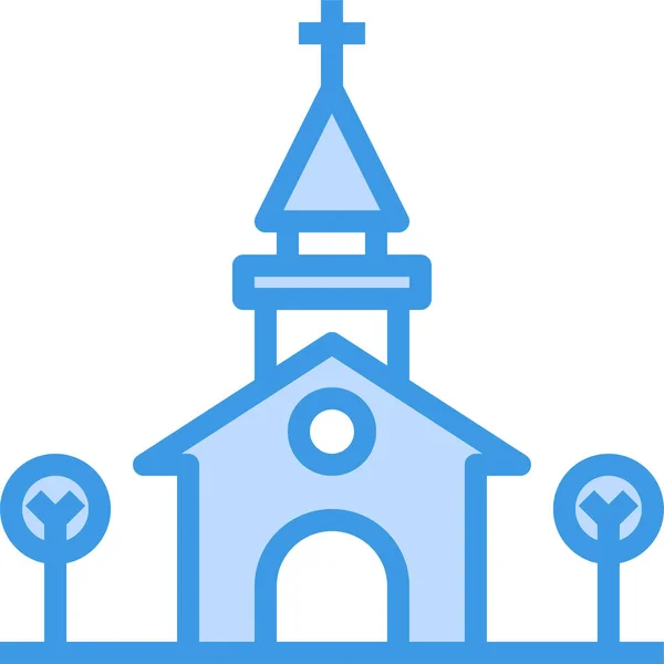 Architektura Budynku Ikona Kościoła Stylu Wypełnionym — Wektor stockowy