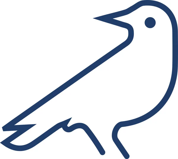 Oiseau Corbeau Voler Icône Dans Style Contour — Image vectorielle